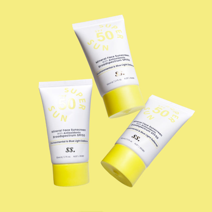 Sunny Skin Mineral Sunscreen SPF 50 with antioxidants, offering broad-spectrum protection and blue light defense. Available at VAMS Beauty, your go-to for Australian made skincare.