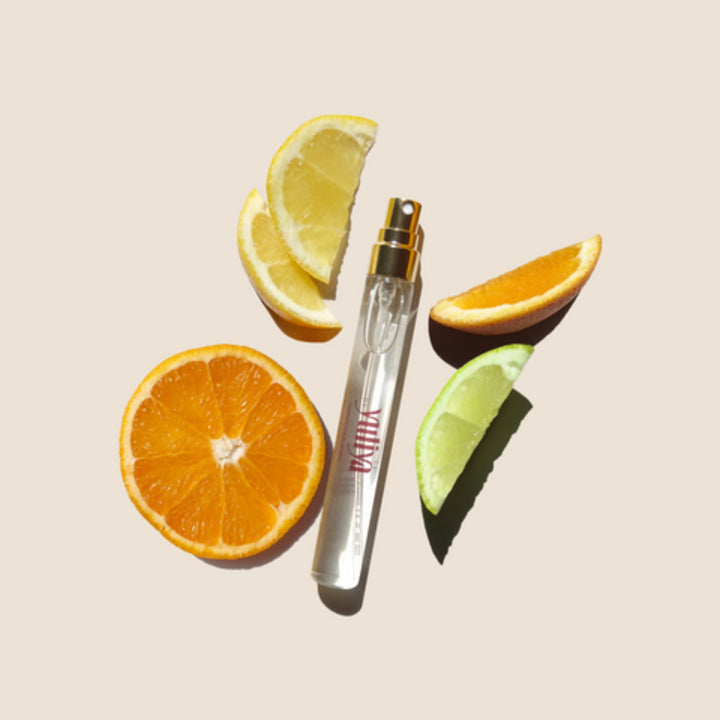 By Yuliya Perfume Mist Travel Duo featuring a fresh citrus fragrance blend with notes of orange, lemon, and lime, perfect for an uplifting, long-lasting scent ideal for everyday wear and on-the-go freshness