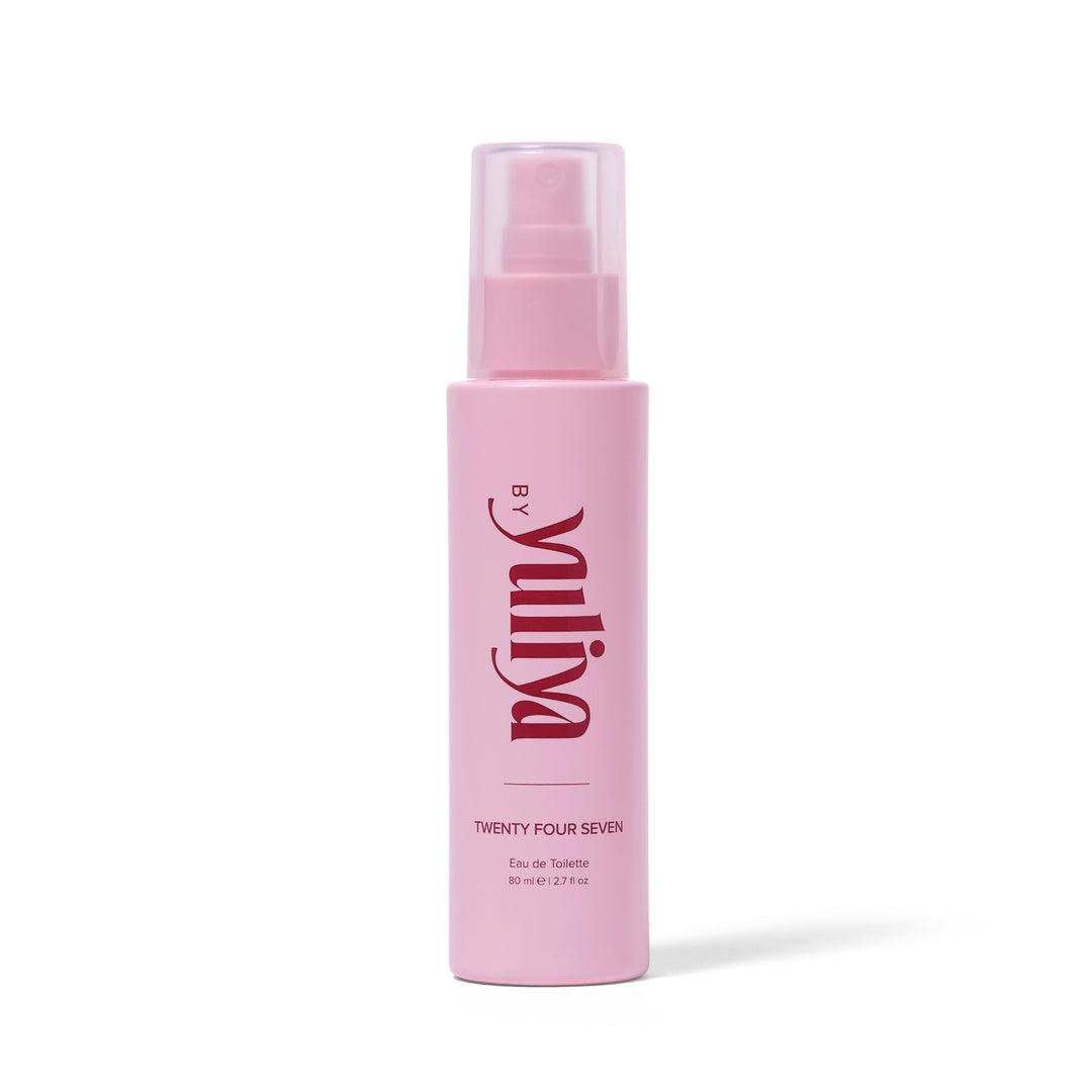 By Yuliya Twenty Four Seven body mist, a best-selling long-lasting body spray in Australia, perfect for everyday wear or as a special occasion fragrance, offering fresh and bold scents in a stylish pink bottle, ideal for fragrance gift sets for her