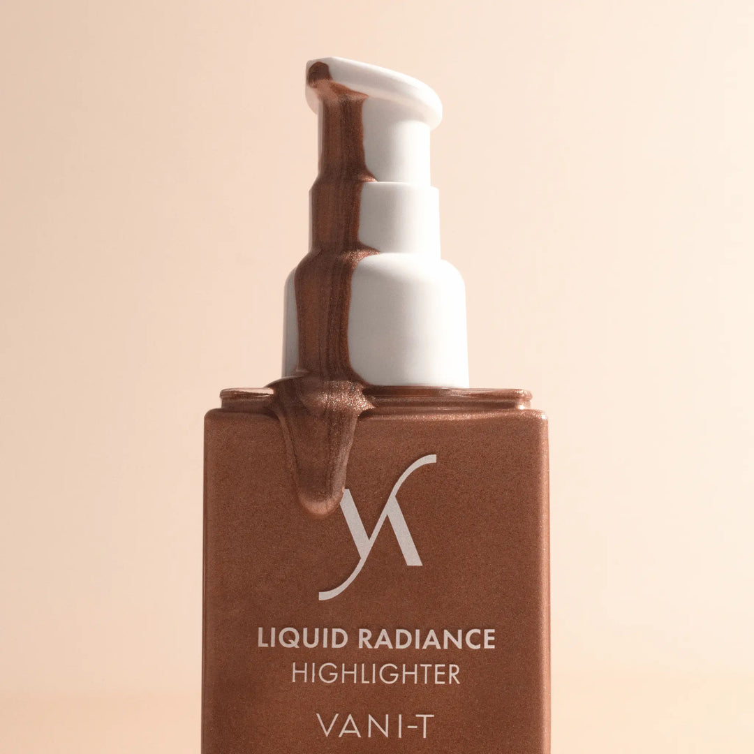 VAN-IT Liquid Radiance Highlighter with rich, glowing texture, designed to provide a radiant finish for a luminous look. Available at VAMS Beauty, your source for premium Australian makeup products.