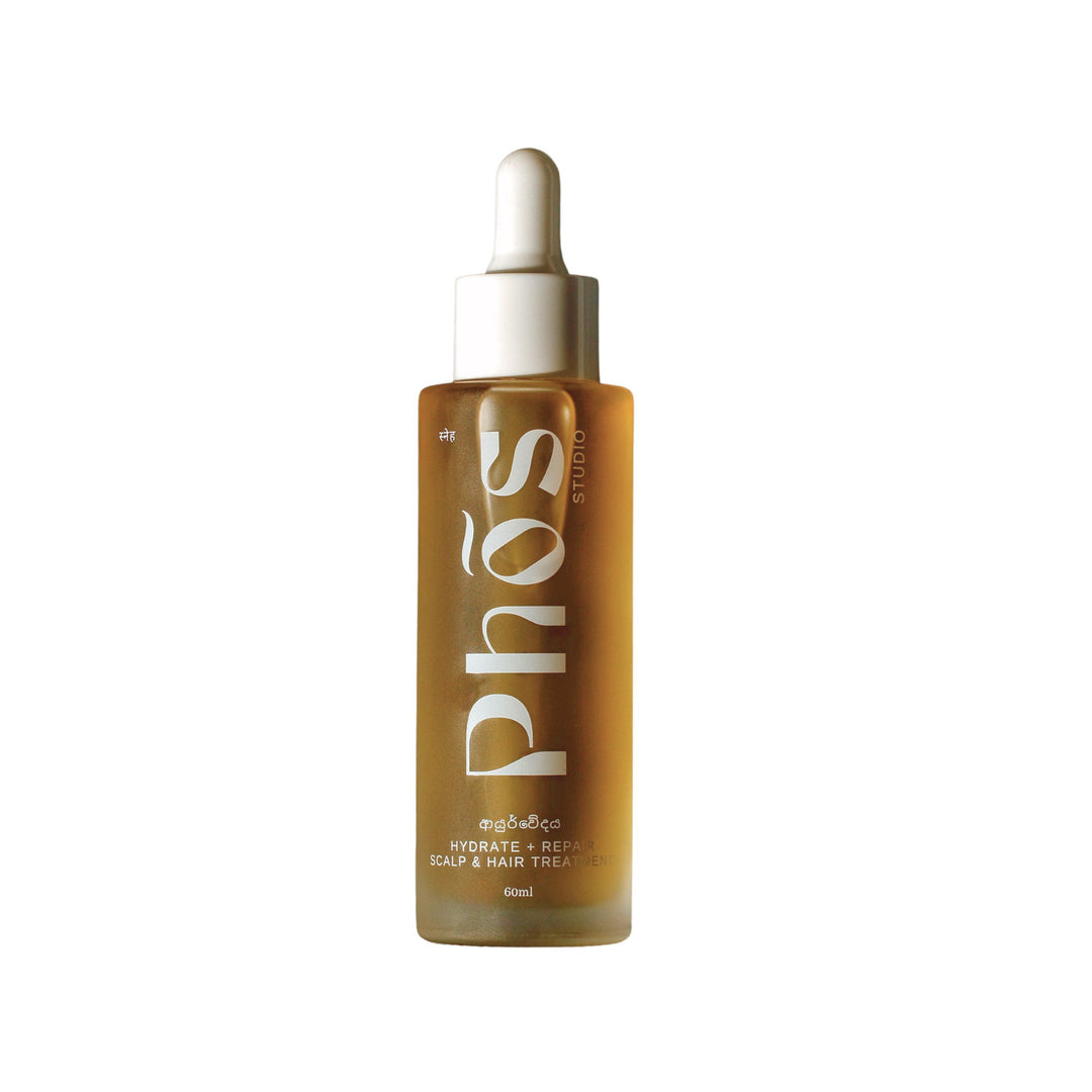 Phōs Hydrate Repair Scalp & Hair Growth Treatment, available at VAMS Beauty. This 60ml hair oil is designed to nourish and repair the scalp and hair, natural hair oil made in Australia.